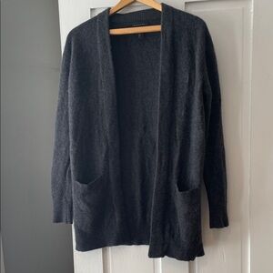 Tahari Cashmere Charcoal Open Front Cardigan